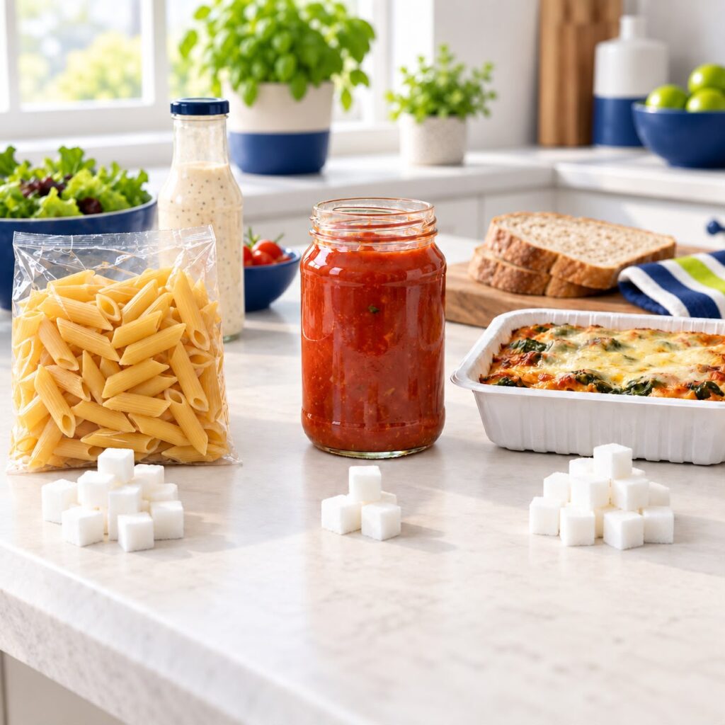 Sucre caché : plats préparés, sauces, pain et morceaux de sucre - les aliments où le sucre se cache