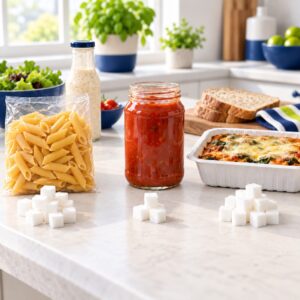 Sucre caché : plats préparés, sauces, pain et morceaux de sucre - les aliments où le sucre se cache